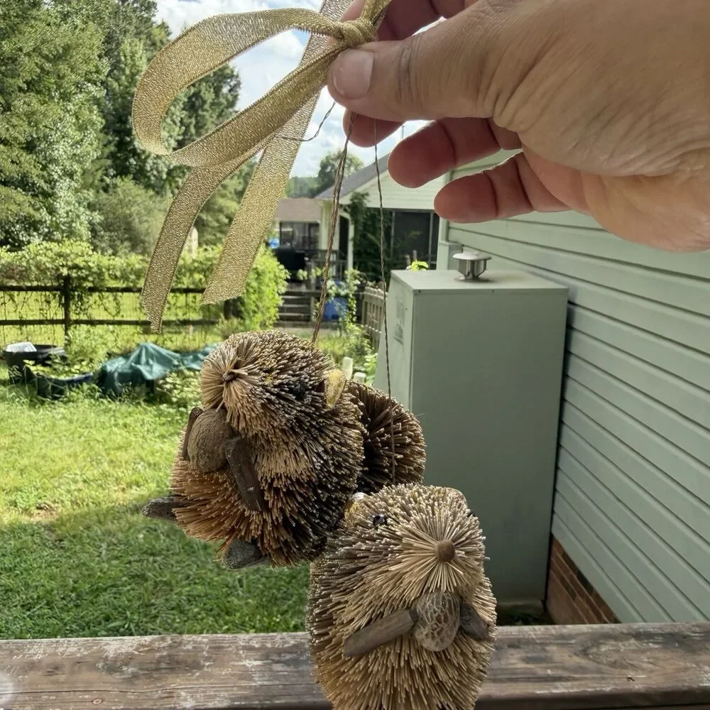 Bottle Brush Squirrel Ornaments Set of 2 Woodland Rustic Christmas Decor